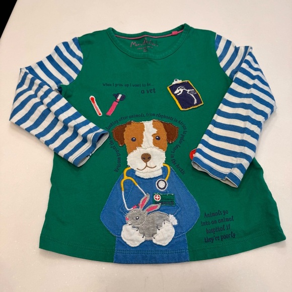 Mini Boden Shirt Veterinarian Educational Facts Green Applique Unisex Sz 4-5 - Picture 11 of 12